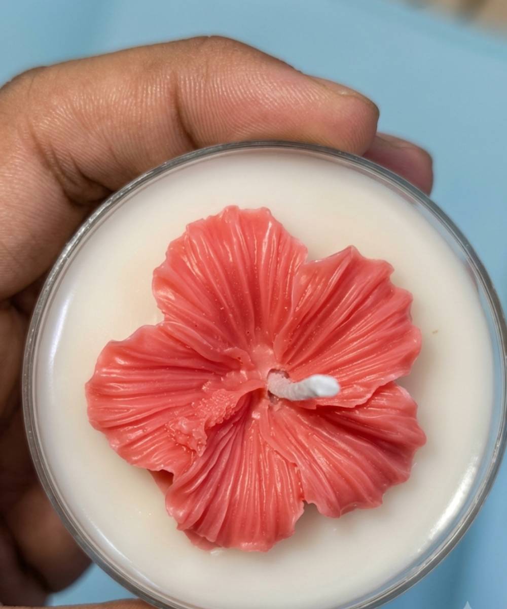 hibiscus floral jar candle