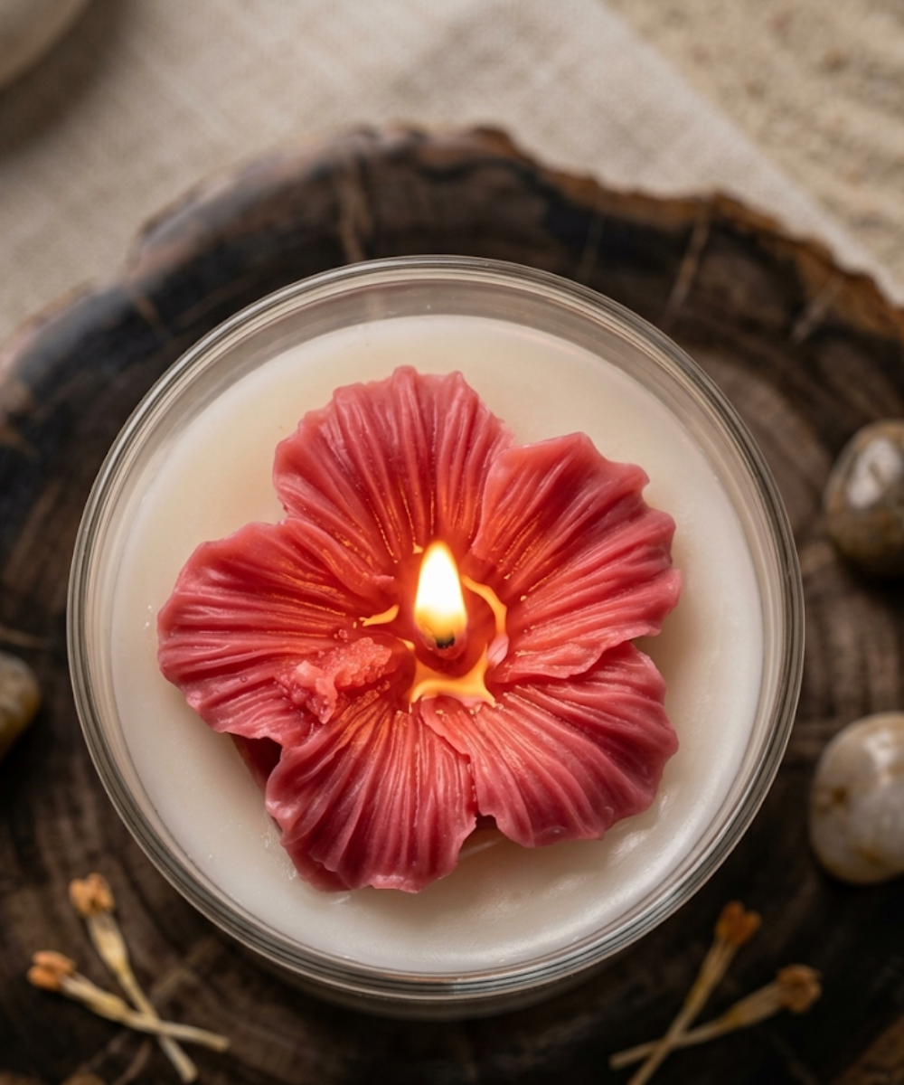 Hibiscus Floral Jar Candle | Handcrafted Scented Jar Candle